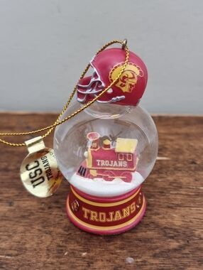 USC Trojans Red & Gold Train Snow Globe Ornament